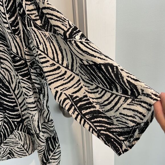 Cynthia Rowley 100% Linen Black & white Zebra animal print tunic blouse women 3X - Picture 13 of 15